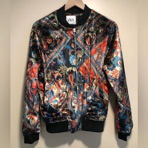Zara Men’s Velvet Bomber Jacket Paisley Pattern size small